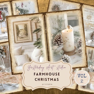 Farmhouse Christmas Junk Journal Pages Rustic Christmas Junk Journal Kit Cozy Winter Scrapbook Paper White Christmas Folio Winter Ephemera