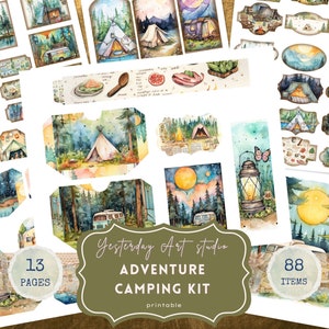 Acampamento lixo diário imprimíveis viajante kit de diário lixo para impressão acampamento viagem lixo diário páginas acampamento lixo kit diário glamping