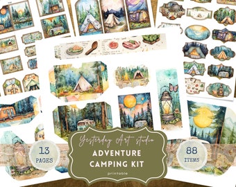 Camping Junk Journal Printables Traveler Printable Junk Journal Kit Camping Trip Junk Journal Pages Camping Junk Journal Kit Glamping