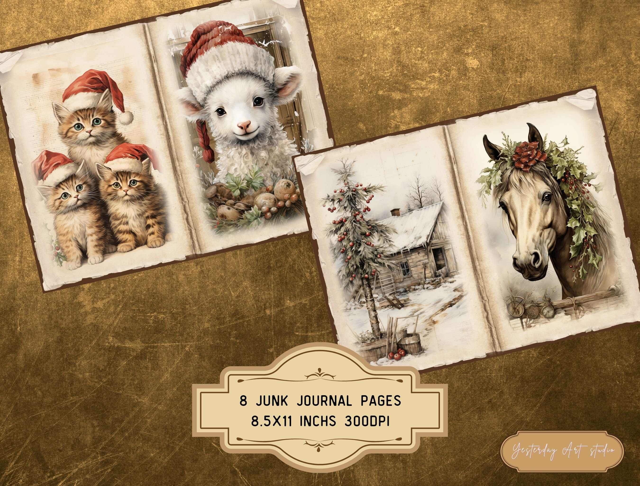 Vintage Christmas Junk Journal Pages Ephemera Digital Scrapbook Paper ...