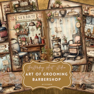 Barbershop Junk Journal Pages Barbershop Ephemera Digitale plakboekkit Collage BarbershopJunk Journal Kit Vintage Verzorging Mannelijk