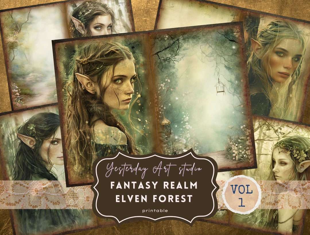 Elven Forest Junk Journal Pages Digital Scrapbook Paper Kit Vintage ...