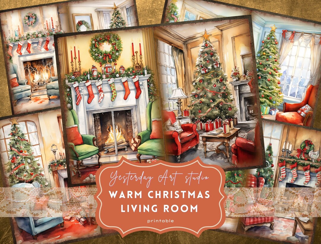 Christmas Living Room Junk Journal Pages Ephemera Digital Scrapbook ...