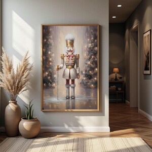 Nussknacker Weihnachten Prints Winter Wohnkultur Vintage Bauernhaus Dekor Ölgemälde Ästhetische verschneite Kunst Neutral Weihnachtskunstwerk w51