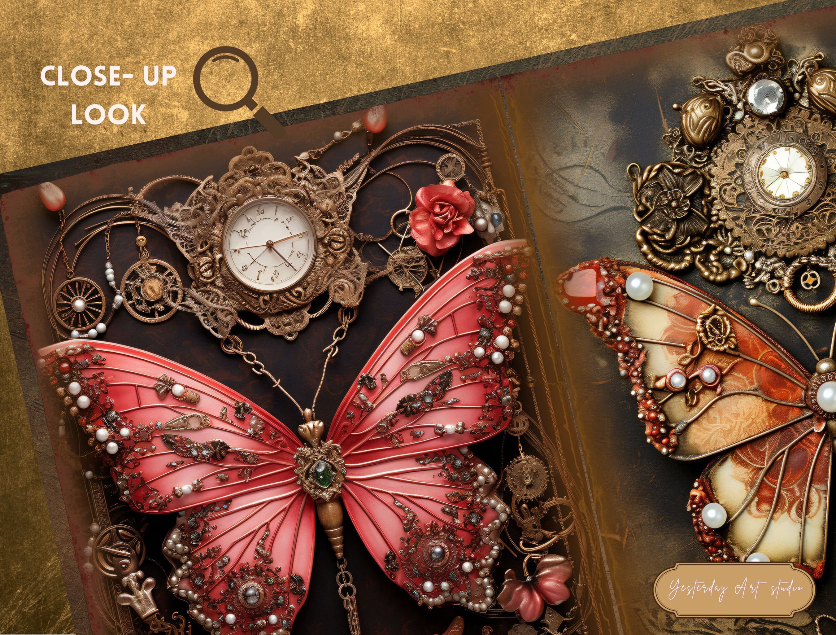Butterfly Jewellery Junk Journal Pages Ephemera Digital Scrapbook Paper ...