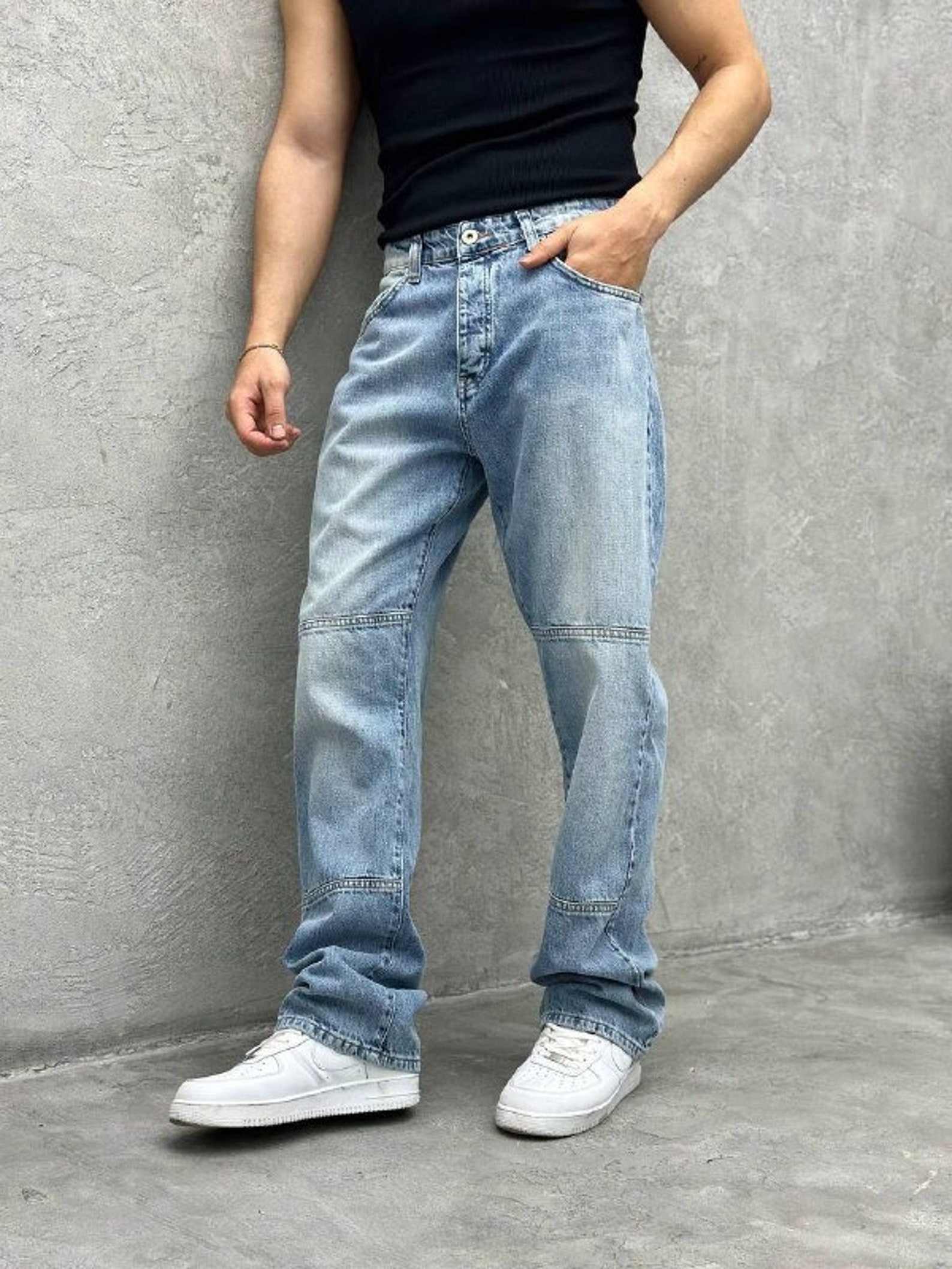Mens' Baggy Jeans Baggy Jeans for Men Oversized Blue Pants Men Men ...