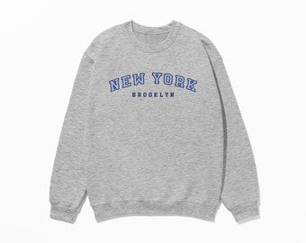 Sweat-shirt imprimé New York Brooklyn , Sweat-shirt Oversize , Pull homme , Pull Rétro , Sweat-shirt College.