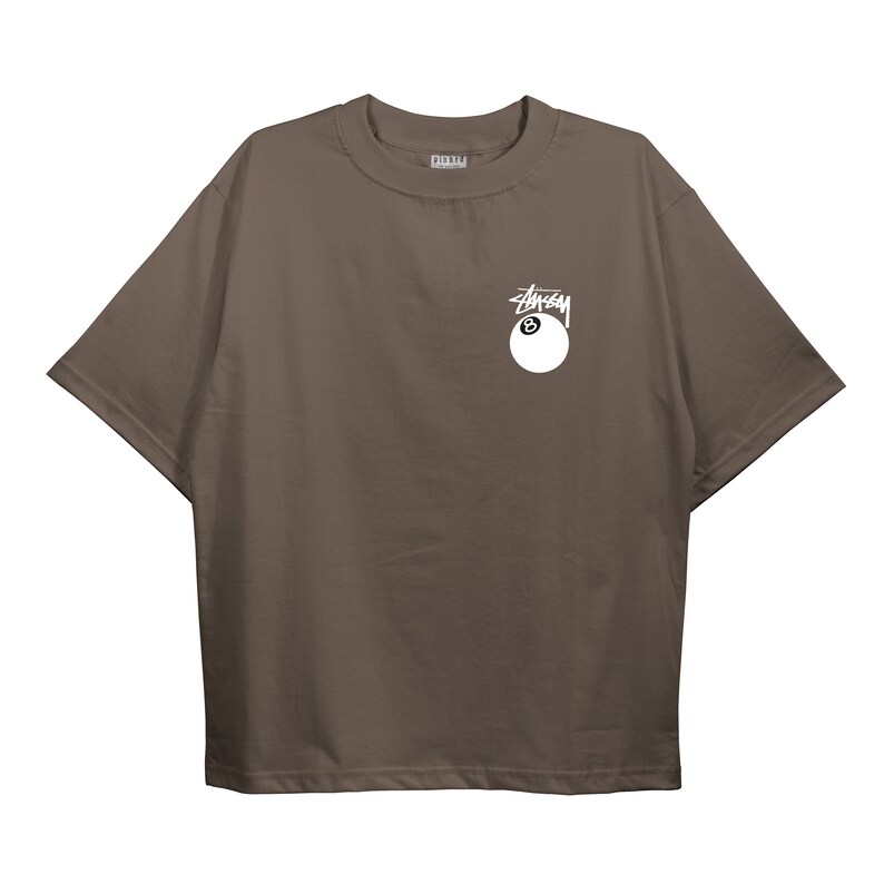 Stussy 8 Ball, Oversize , Streetsyle Retro T-Shirt, Unisex High Quality Shirt for men and women Brown