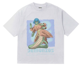 T-shirt oversize stampata anime Snake, camicia unisex, divertente stampa digitale, maglietta giapponese Street style, camicia Anime