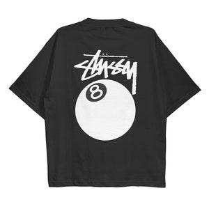 Stussy 8 Ball, Oversize , Streetsyle Retro T-Shirt, Unisex High Quality Shirt for men and women Black