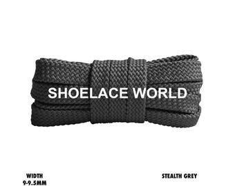 Stealth Grey Flat Double Threaded Shoelaces 9-9.5mm Laces Ships Out From The USA Next Day