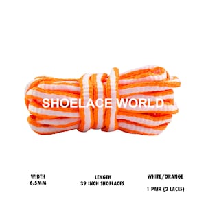 Weiß / Orange 39-Zoll-Multicolor Oval Schnürsenkel 6,5 mm Bunte Schnürsenkel Schiffe aus den USA am nächsten Tag