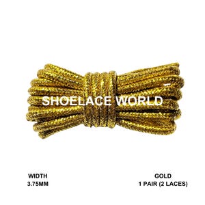 Gold Glitter Rope Shoelaces 3.75mm Colorful Pattern Laces Ships Out From The USA Next Day