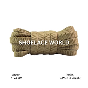 Khaki Slim Flat Shoelaces 7-7.5mm Laces Ships Out From The USA Next Day