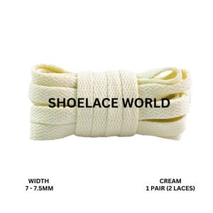 Cream Slim Flat Shoelaces 7-7.5mm Laces Ships Out From The USA Next Day