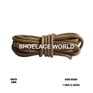 Aged Khaki Rope Thin Wax Shoelaces 3mm Laces Ships Out From The USA Next Day