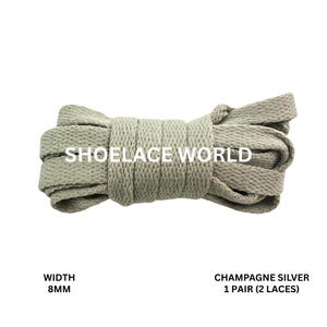 Champagne Silver Classic Flat Shoelaces 5/16 Inch 8mm Laces Ships Out From The USA Next Day