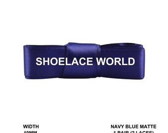 Navy Blue Matte Ribbon Shoelaces 19mm 3/4th Inch Velvet Satin Laces Ships Fast From The USA