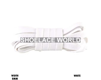 White Waxed Premium Flat Shoelaces 8mm Wax Laces Ships Out From The USA Next Day