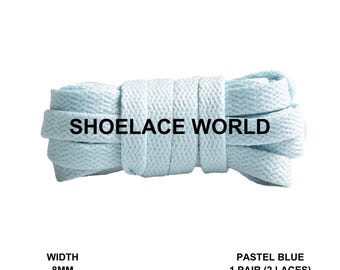 Pastel Blue Pretty Pack Flat Shoelaces 5/16 Inch 8mm Laces Ships Out From The USA Next Day