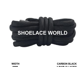Cordones premium Carbon Black de 47 pulgadas, 5 mm, compatibles, 350 cordones de repuesto de colores. Envío desde EE. UU. al día siguiente.