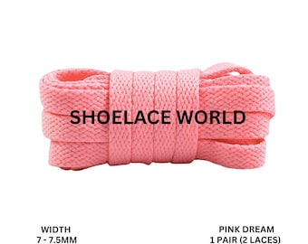 Pink Dream Slim Flat Shoelaces 7-7.5mm Laces Ships Out From The USA Next Day