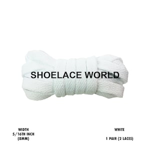 White Classic Flat Shoelaces 5/16 Inch 8mm Laces Ships Out From The USA Next Day