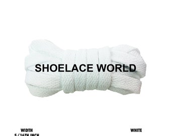 White Classic Flat Shoelaces 5/16 Inch 8mm Laces Ships Out From The USA Next Day
