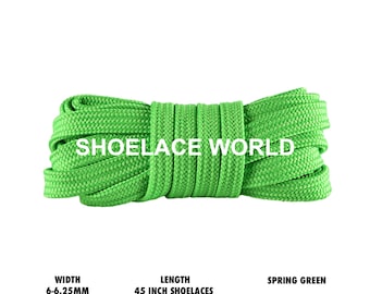 Cordones planos, huecos y delgados de 45 pulgadas, color verde primavera, de 6-6,25 mm, para correr, con un diseño vibrante. Envío desde EE. UU. al día siguiente.