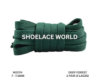 Deep Forest Slim Flat Shoelaces 7-7.5mm Laces Ships Out From The USA Next Day
