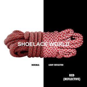 Red Classic Rope Reflective Shoelaces 5mm Safety Laces Running Casual Ships Out From The USA Next Day