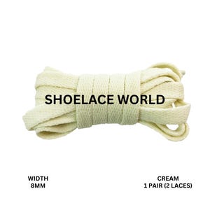 Cream Classic Flat Shoelaces 5/16 Inch 8mm Laces Ships Out From The USA Next Day