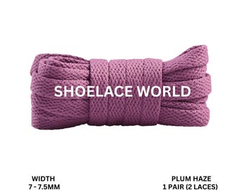 Plum Haze Slim Flat Shoelaces 7-7.5mm Laces Ships Out From The USA Next Day