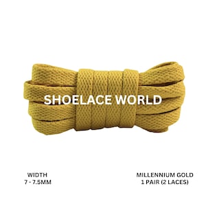 Millennium Gold Slim Flat Shoelaces 7-7.5mm Laces Ships Out From The USA Next Day