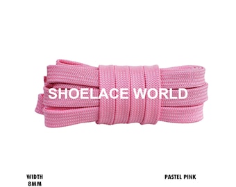 Pastel Pink Double Layer Premium Flat 8mm Shoelaces Cool New Laces Ships Out From The USA Next Day