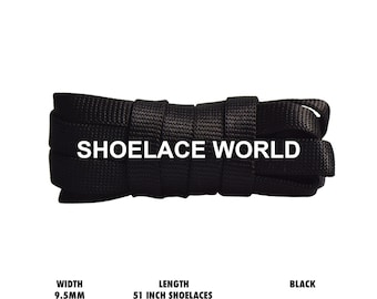Black Grosgrain Faille 51 Inches Flat Evening Shoelaces 9.5mm Black Tie & White Tie Event Laces Ships Out From The USA Next Day