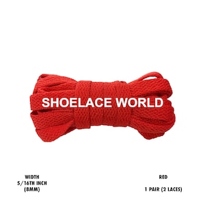 Red Classic Flat Shoelaces 5/16 Inch 8mm Laces Ships Out From The USA Next Day