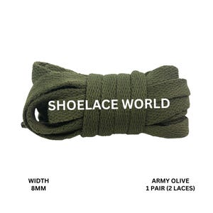 Army Olive Classic Flat Shoelaces 5/16 Inch 8mm Laces Ships Out From The USA Next Day