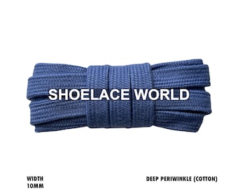 Deep Periwinkle Wide Cotton Flat Shoelaces 10mm Laces Ships Out From The USA Next Day