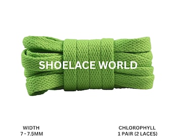 Chlorophyll Slim Flat Shoelaces 7-7.5mm Laces Ships Out From The USA Next Day