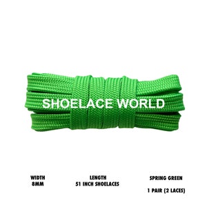 Spring Green 51 Inches Double Layer Flat Hollow Shoelaces 8mm Colorful Laces Ships Out From The USA Next Day