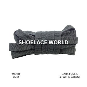 Dark Fossil Classic Flat Shoelaces 5/16 Inch 8mm Laces Ships Out From The USA Next Day