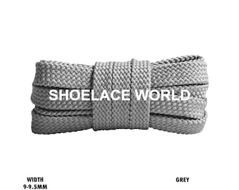 Grey Flat Double Threaded Shoelaces 9-9.5mm Laces Ships Out From The USA Next Day