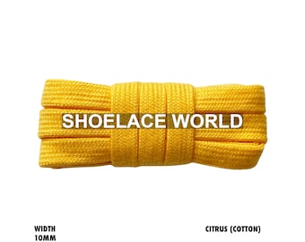 Citrus Wide Cotton Flat Shoelaces 10mm Laces Ships Out From The USA Next Day