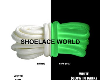 Cordones blancos que brillan en la oscuridad, de primera calidad, de 119 cm (47 pulgadas), 5 mm, compatibles. 350 cordones de repuesto de colores. Envío desde EE. UU. al día siguiente.