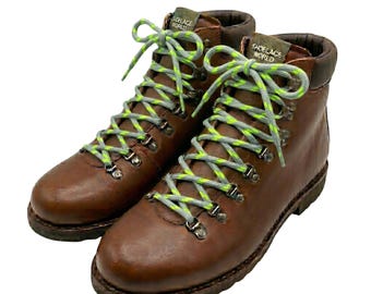 Grey / Volt Rope Round Shoelaces 3/16 Inch 5-5.25mm For Boot Hiking Jogging Trekking Durable Laces Ships Out From The USA Next Day