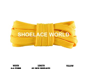 Cordones deportivos planos, delgados y huecos, de 45 pulgadas, color amarillo, de 6 a 6,25 mm, para correr. Envío desde EE. UU. al día siguiente.