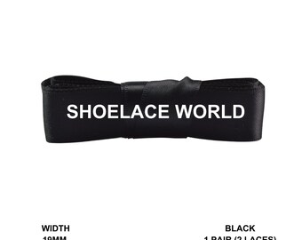 Black Ribbon Shoelaces 19mm 3/4th Inch Velvet Satin Laces Ships Fast From The USA