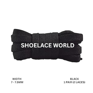 Black Slim Flat Shoelaces 7-7.5mm Laces Ships Out From The USA Next Day