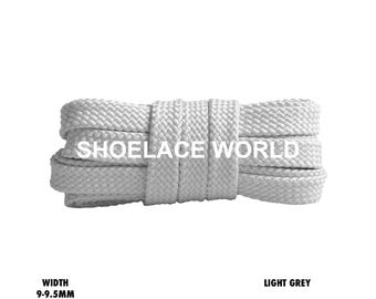 Light Grey Flat Double Threaded Shoelaces 9-9.5mm Laces Ships Out From The USA Next Day